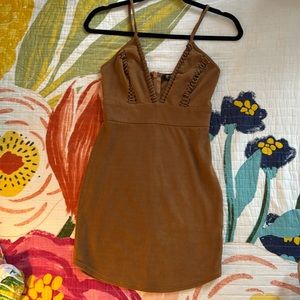 Caramel Suede Mini Dress
